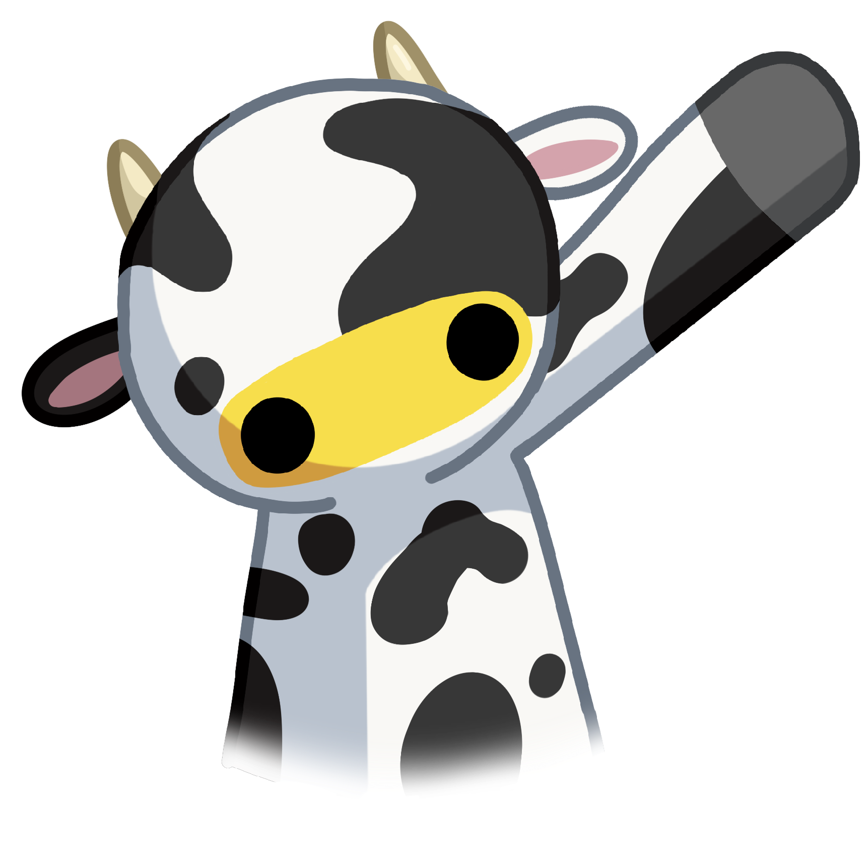Cae's cow character waving hello